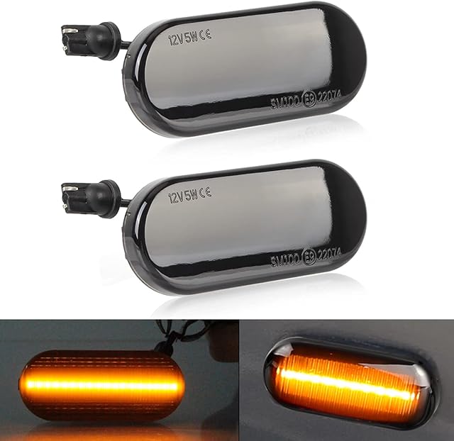 Defvnsy Led Dynamic Side Marker Turn Signal Light Sequential Blinker Light,with CAN-bus Error Free,Non-polarity,Amber Side Indicator (1 pair)
