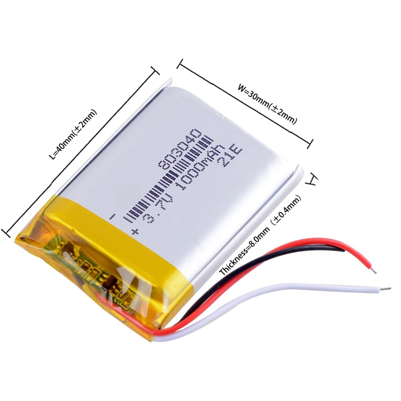 803040 3,7 V 1000 mAh, 1/5 pièces(5pcs)