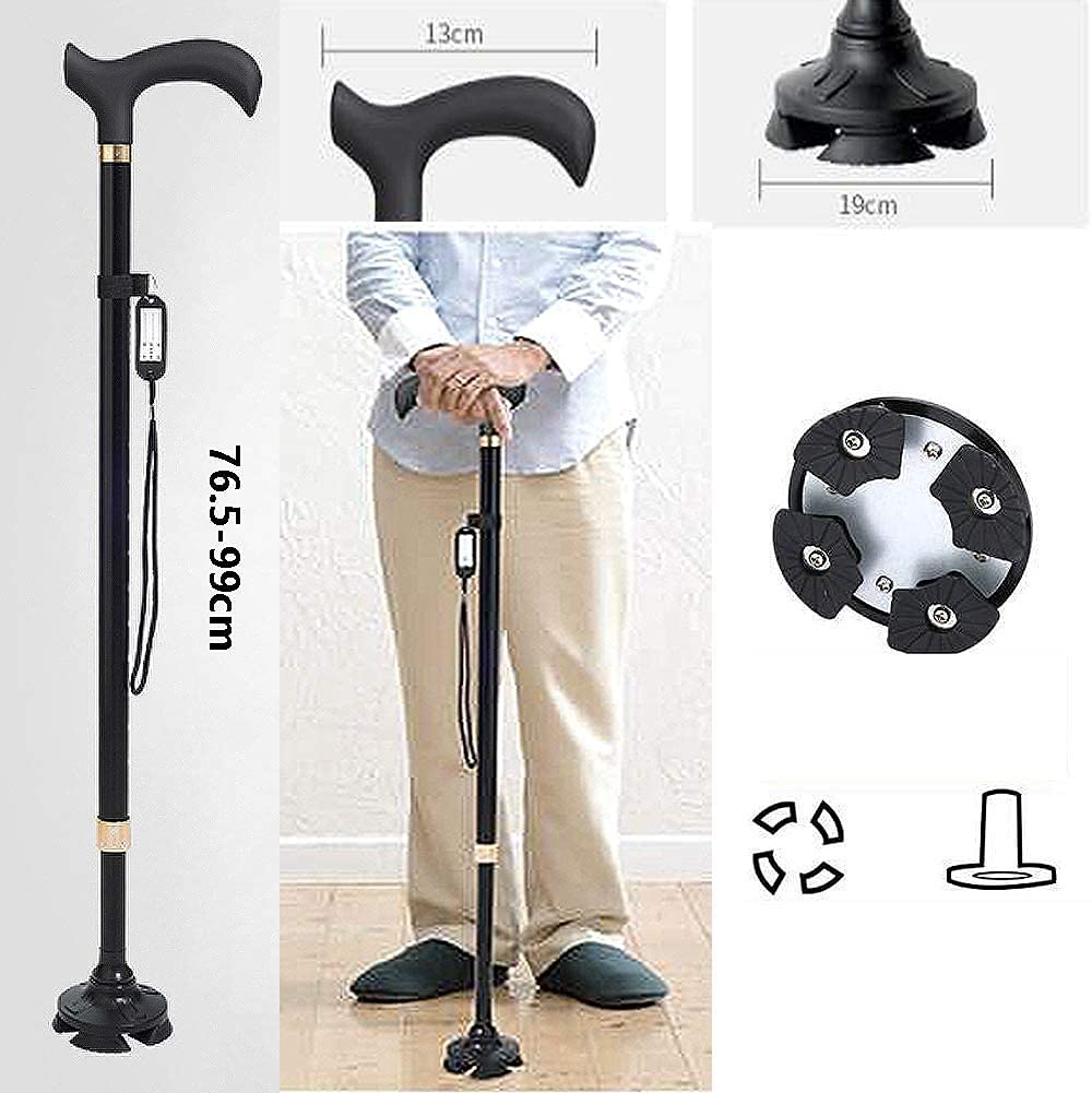 Muletas antideslizantes telescópicas Bastón de anciano, bastón de aluminio de cuatro patas, bastón telescópico, negro y rojo vino, dos colores a elegir para artritis, ancianos, personas mayores y