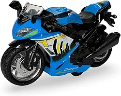 Miniatura Moto Esportiva Corrida Metal C/Som E Fricção Brinquedo (Azul)