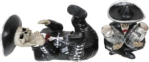 Miniatura 4 de Ebros Gift Juego de 2 figuras tradicionales del Día de los Muertos Esqueleto de Mariachi Folklore Banda Cantante de Vino y Salero Pimentero Salero