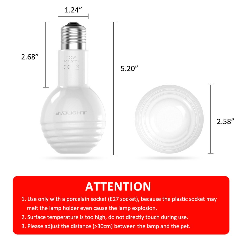 BYB Ceramic Infrared Heat Emitter Brooder Coop Reptile Pet Super Wide