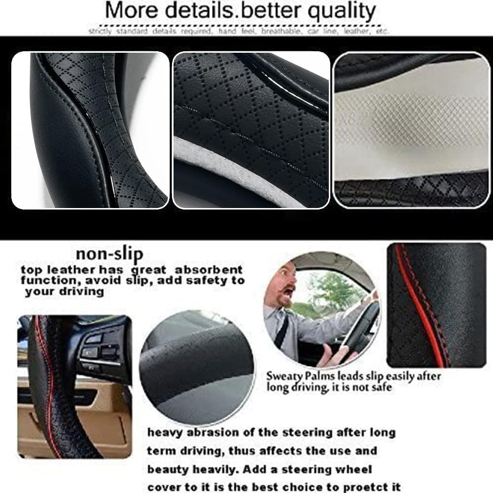 Flaconi Copri volante per Auto,Coprivolanti Auto Universale,Copri Sterzo Traspirante e Antiscivolo, si Adatta ai Volanti per auto con Dimensioni Comprese tra 37-39 cm (Nero)