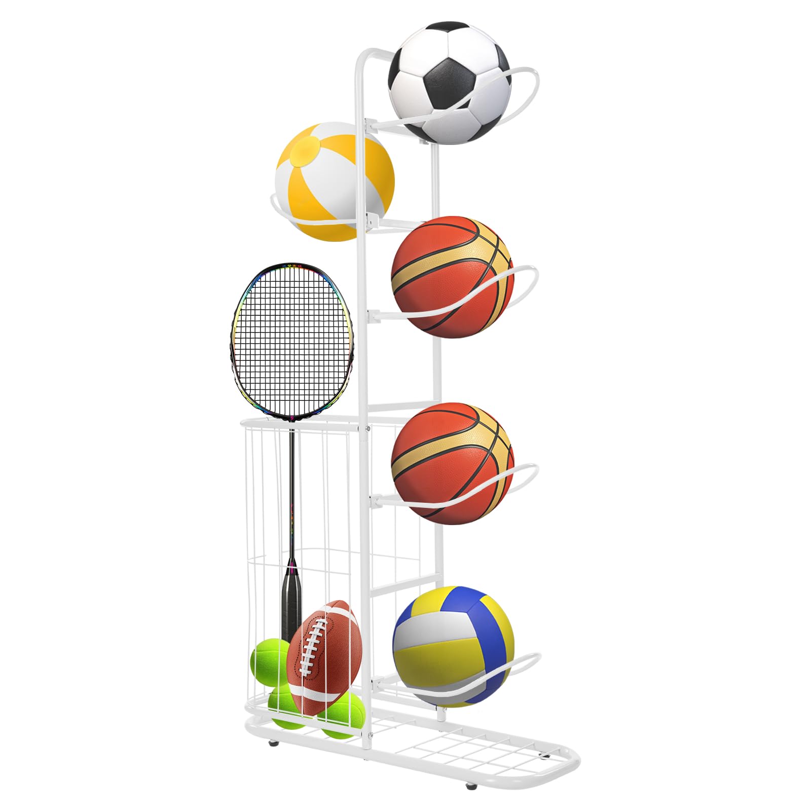 Vertikales Ballständer für 5 Bälle, Basketballständer Ballaufbewahrung Innenbereich Ballregal Ballhalterung Stehend Ballhalter Ball Ständer für Fußball Basketball