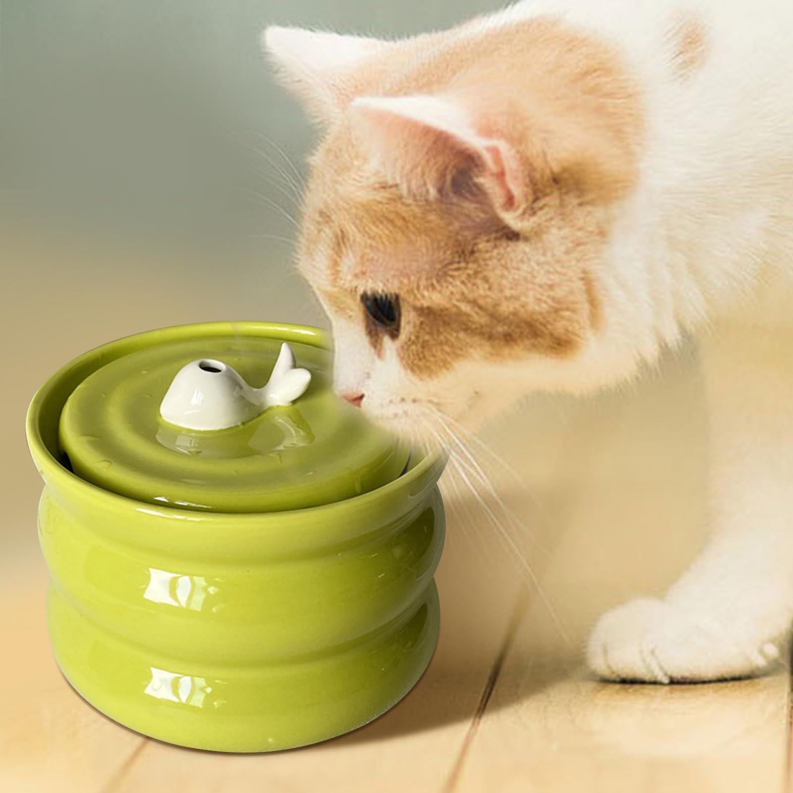 Fuente de agua para gatos - Fuentes para gatos | Beber a pilas - Fuente de | agua para gatos, máquina expendedora de cerámica con circulación para, sin mojada, cuenco para perros,