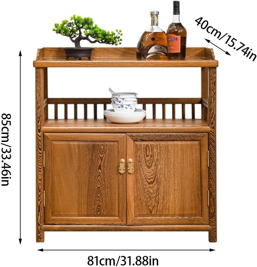 Bufetera Chinese Storage Cabinets with Doors and Shelves Retro Wooden Buffet Cabinets Suitable for Kitchens, Dining Rooms, Bedrooms Aparadores Para Comedor, 81*40*85cm