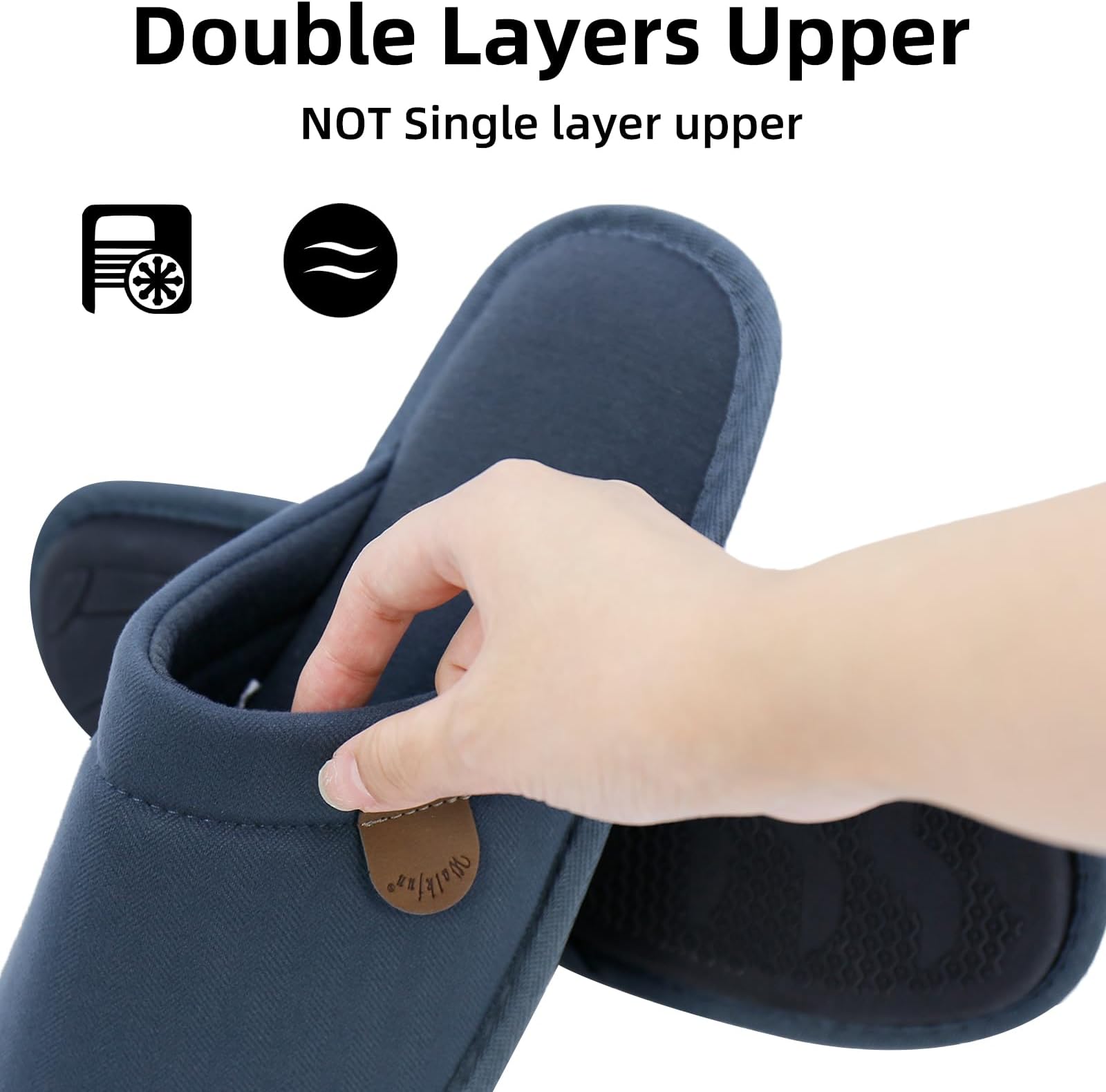 WALKFUN Comfortable House Slippers for Men Full Toe Comfortable Indoor Slip on Warm Slides Sandals with Memory Foam for Bedroom,Indoor Home