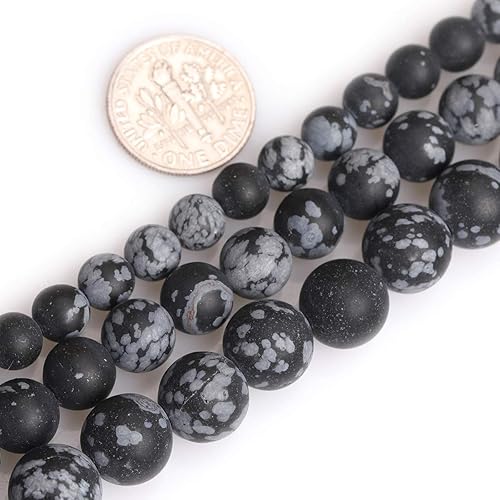 Miniatura 5 de GEM-Inside - Cuentas pequeñas de piedra natural de 0.394 pulgadas (0.394 in) de obsidiana negra, copo de nieve, jaspe esmerilado para hacer joyas,