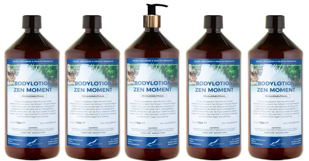 Bodylotion Zen Moment 5 x 1 Liter mit goldener Pumpe (Bnstein)