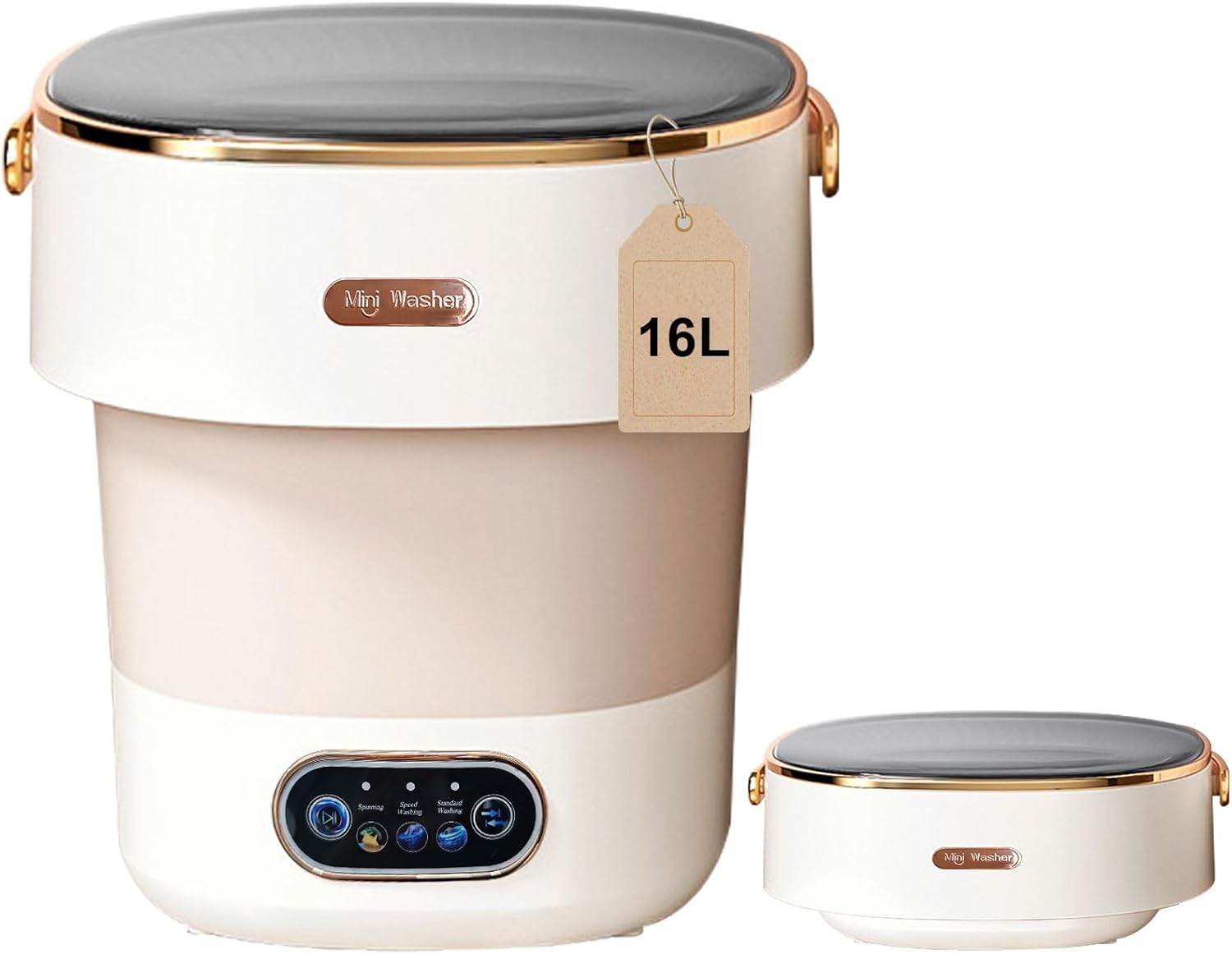 Portable Washing Machine,Mini Washer 16L Upgraded With Spin Basket,Small Clothes Folding Washing Machine Of Underwear, Baby And Small Clothes,Suitable For Home Apartments Dormitories, Hotels Beige