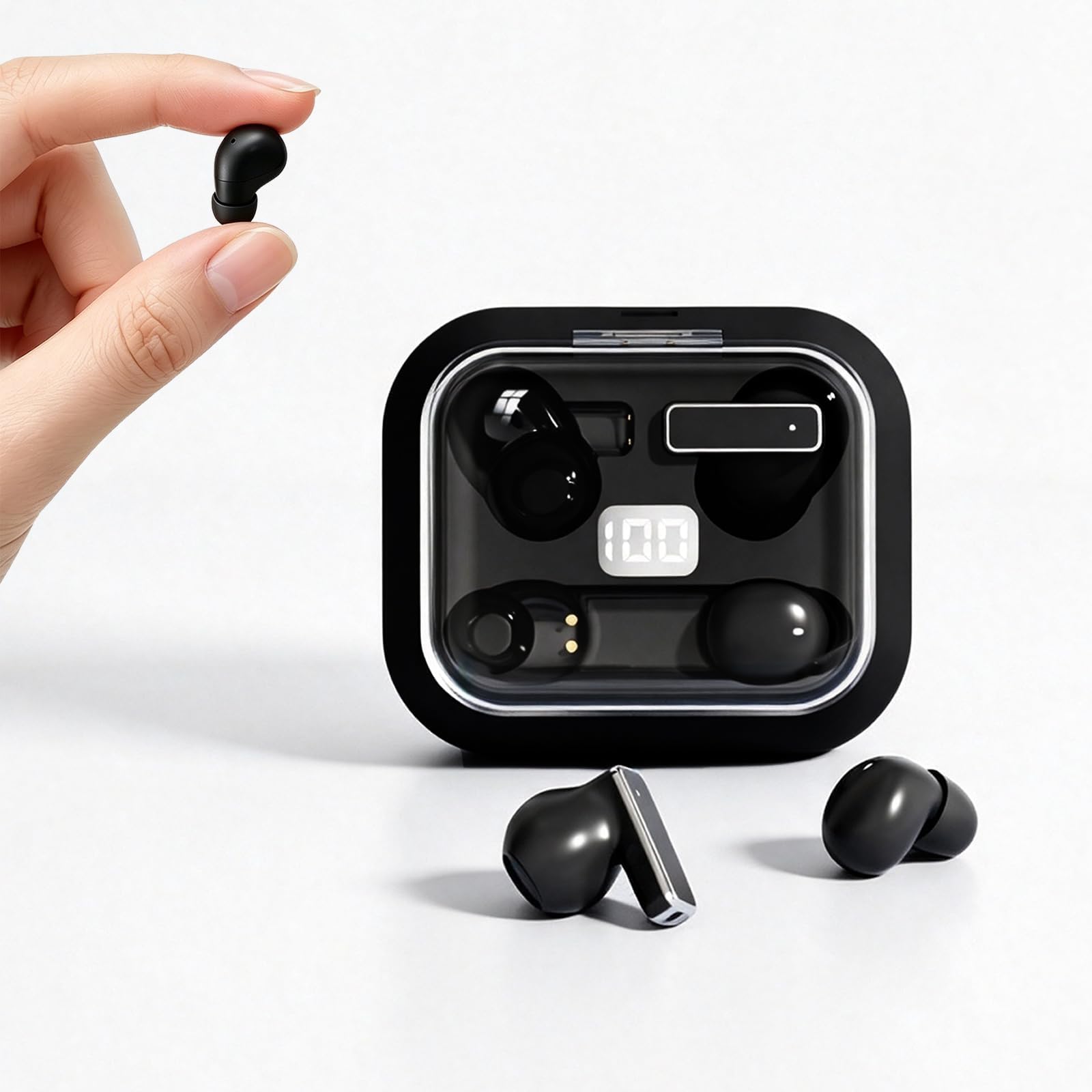 Xmenha 2 pares de auriculares invisibles pequeños inalámbricos Bluetooth para dormir, auriculares invisibles para dormir, auriculares más pequeños, de perfil bajo, pequeños, ocultos y discretos para