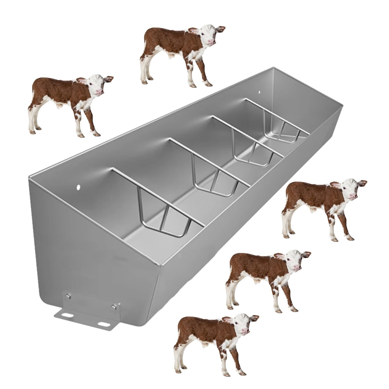 Mangiatoia, mangiatoia per pollame in Acciaio Inox Resistente per bovini, capre, maiali e Pecore - 4-7 Scomparti, Perfetta per l'alimentazione del Bestiame in fattorie e stalle (1,5 m di LUN