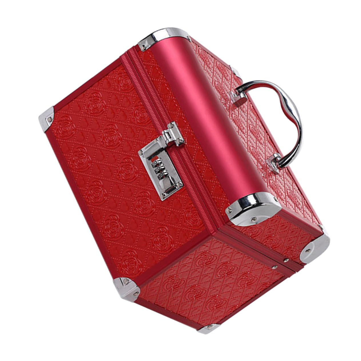 Schmuckkästchen mit Zahlenschloss Mittlere Größe 20X15X16cm Aluminiumlegierung Rote Vintage Aufbewahrungsbox für Hochzeit und Schreibtisch