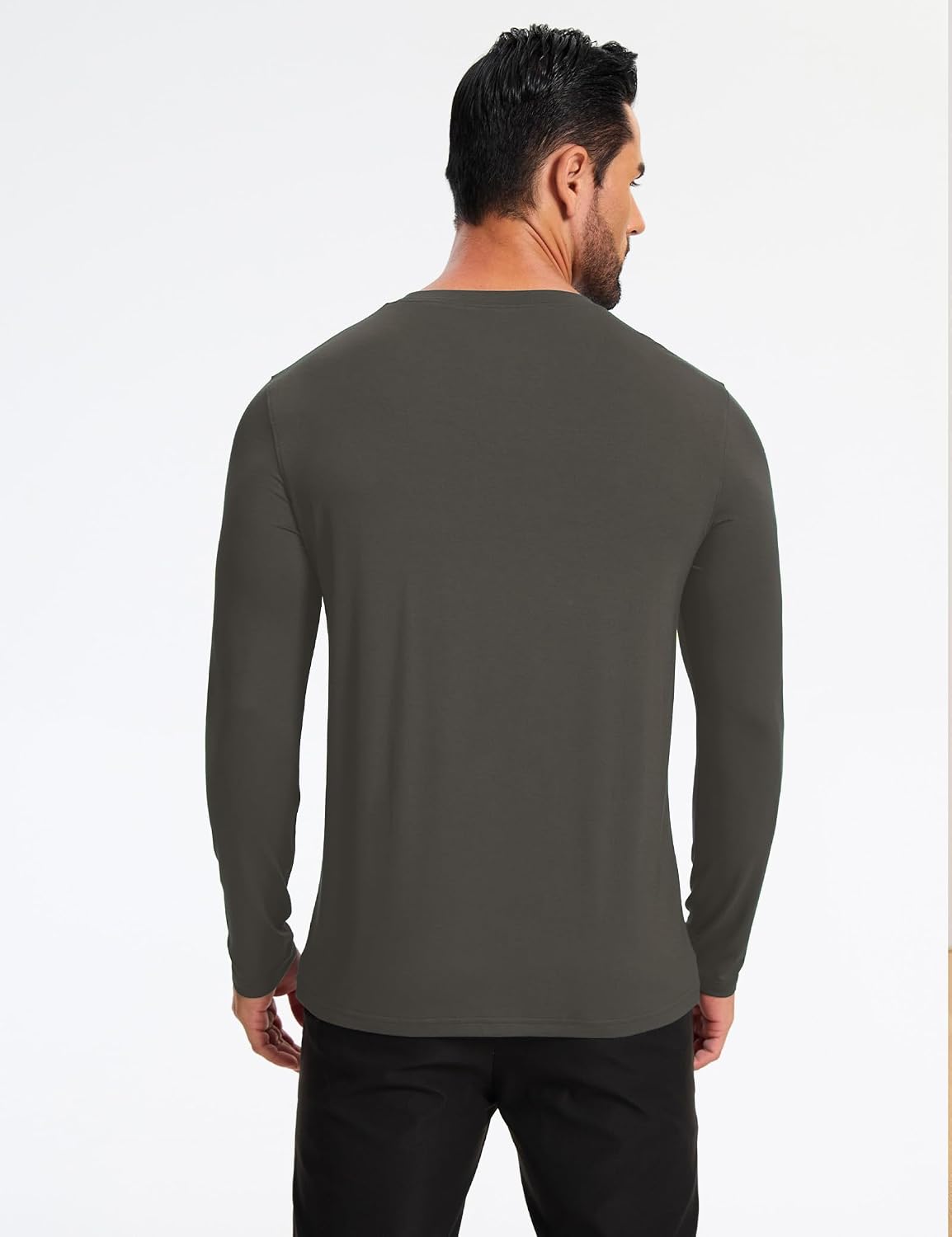 GYS Men's Pajama Top Bamboo Viscose Cloud-Soft Long Sleeve Loungewear Moisture-Wicking Relaxed Fit Sleep Shirt