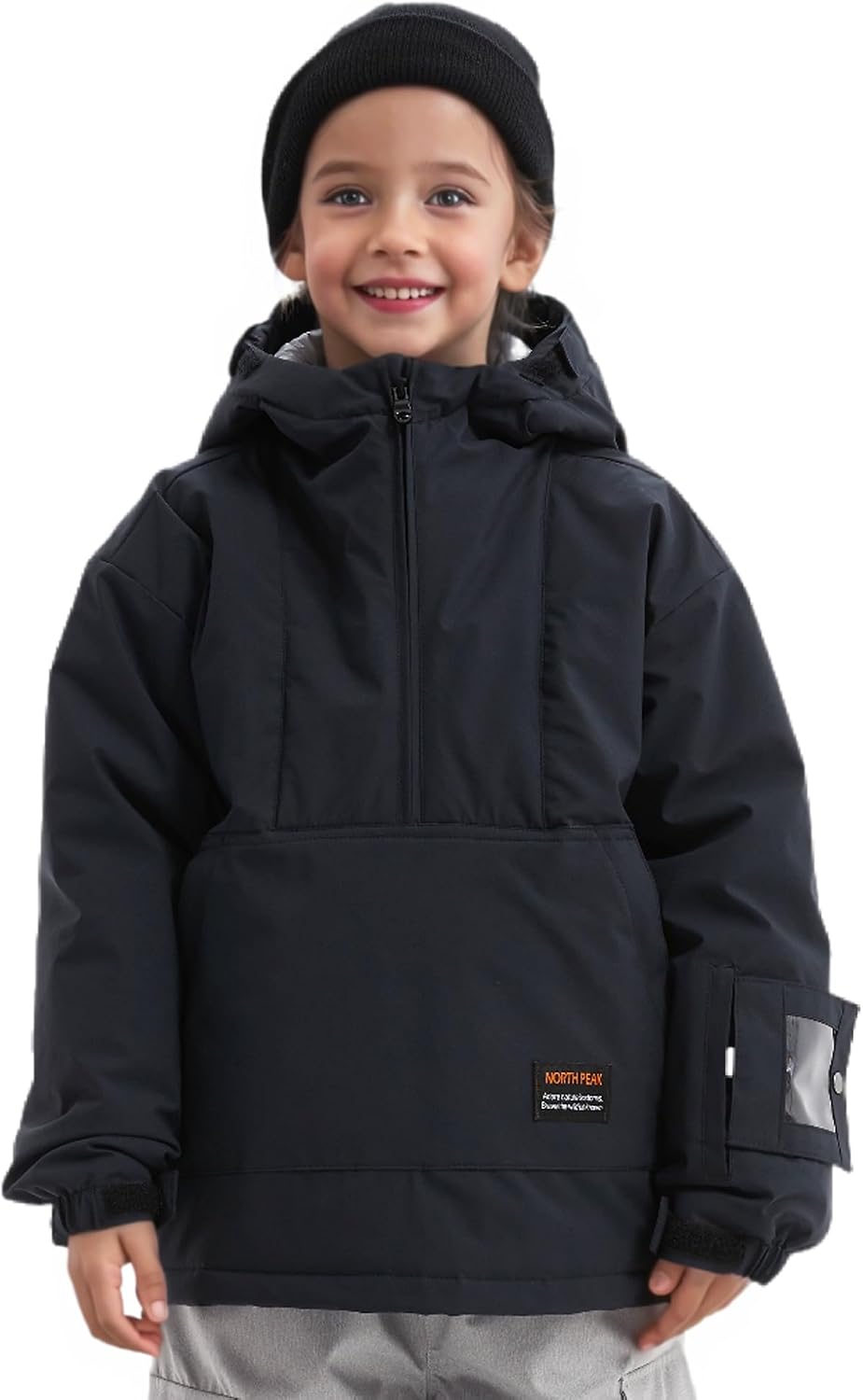 North Peak Kid Pullover Anorak Hooded Ski Jacket Waterproof Windproof Snowboard Jackets Winter Coat
