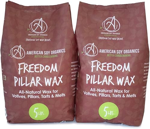 American Soy Organics Freedom - Perlas de cera de soja para hacer velas de pilar - Suministros naturales - Sin parafina, sin cera de abejas, cera