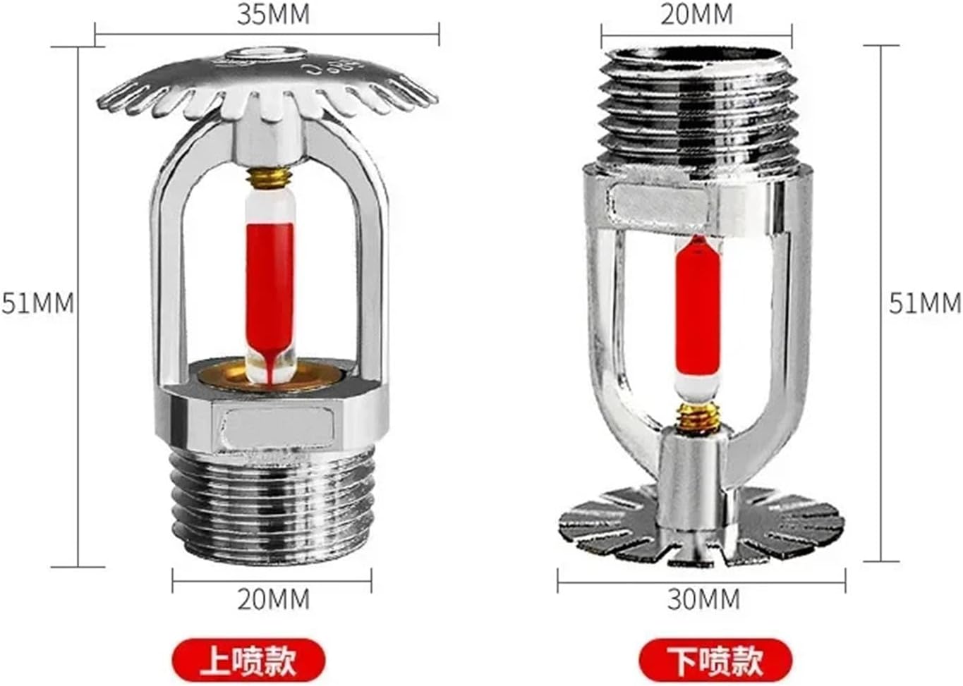 1pc 1/2 Inch DN15 Brass Pendent Type Fire Sprinkler Head Fire Extinguishing System Protection 68 Degrees(On)