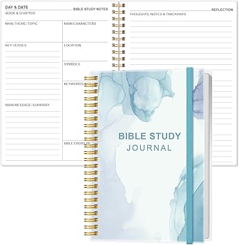 Heveboik Bible Study Journal Church Notes Notebooks Note Taking & Journaling Kit, 5.8" x 8.5", Watercolor Blue