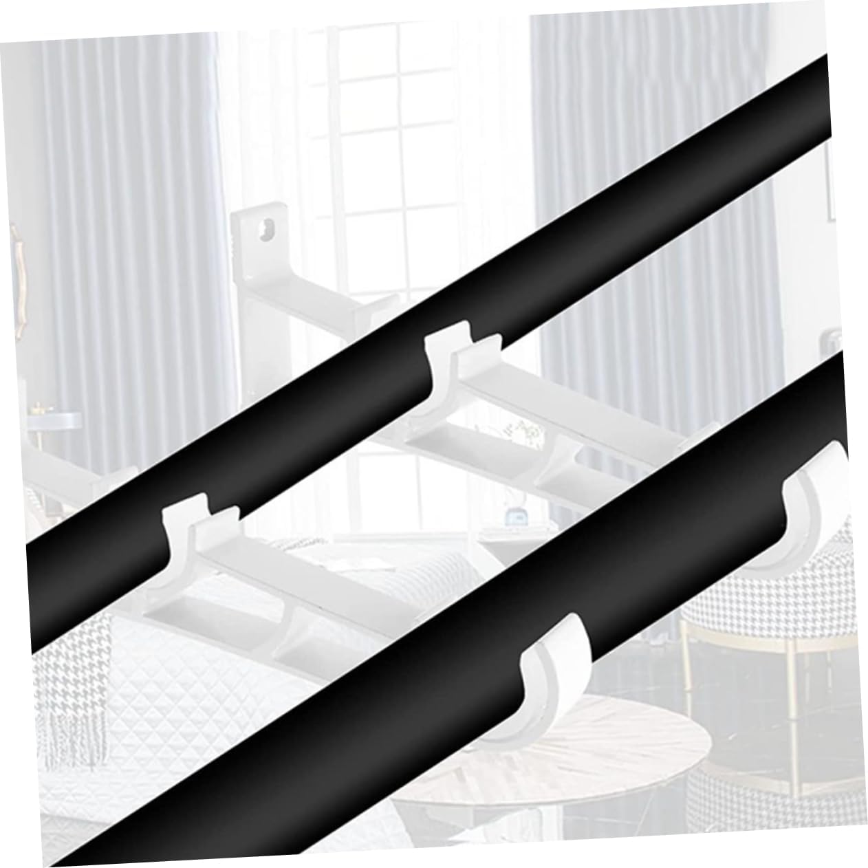 Cabilock 4pcs Double Curtain Rod Holder Brackets Ceiling and Wall Mount Brackets Hangers for Roman Rods