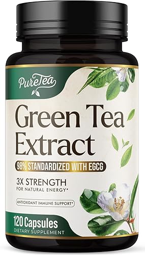 Miniatura 10 de Cápsulas de extracto de té verde con EGCG estandarizado 98%  3 pastillas de té verde de absorción de 1000 mg para energía natural  Apoyo cardíaco