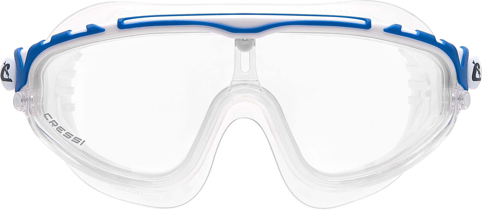 Cressi Skylight Swimming Goggles - Silicone Seal for Adult Swim Goggles - UV Anti-Fog Swimming Mask - Clear/Frame White Blue