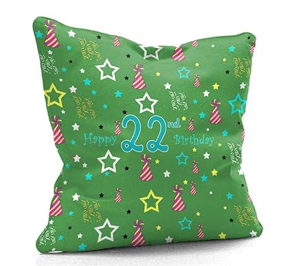 DreamVio Happy 22nd Birthday Cushion,Pillow for Gifting on Birthday's of Brother,Sister,Husband,Wife,Spouse,Parents,Father,Mother Color : Green (12 x 12 inch)