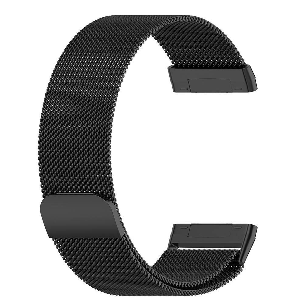 Luxury Metal Magnetic Strap Compatible for Fitbit Versa 4 / Versa 3 / Versa Sense | Adjustable Magnetic Loop Band Chain for Versa 3 / Sense (Black)