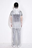 Vista 7 de Freesmily Chubasquero reutilizable transparente para mujeres y hombres, impermeable, traje de lluvia, conjunto de pantalones con capucha