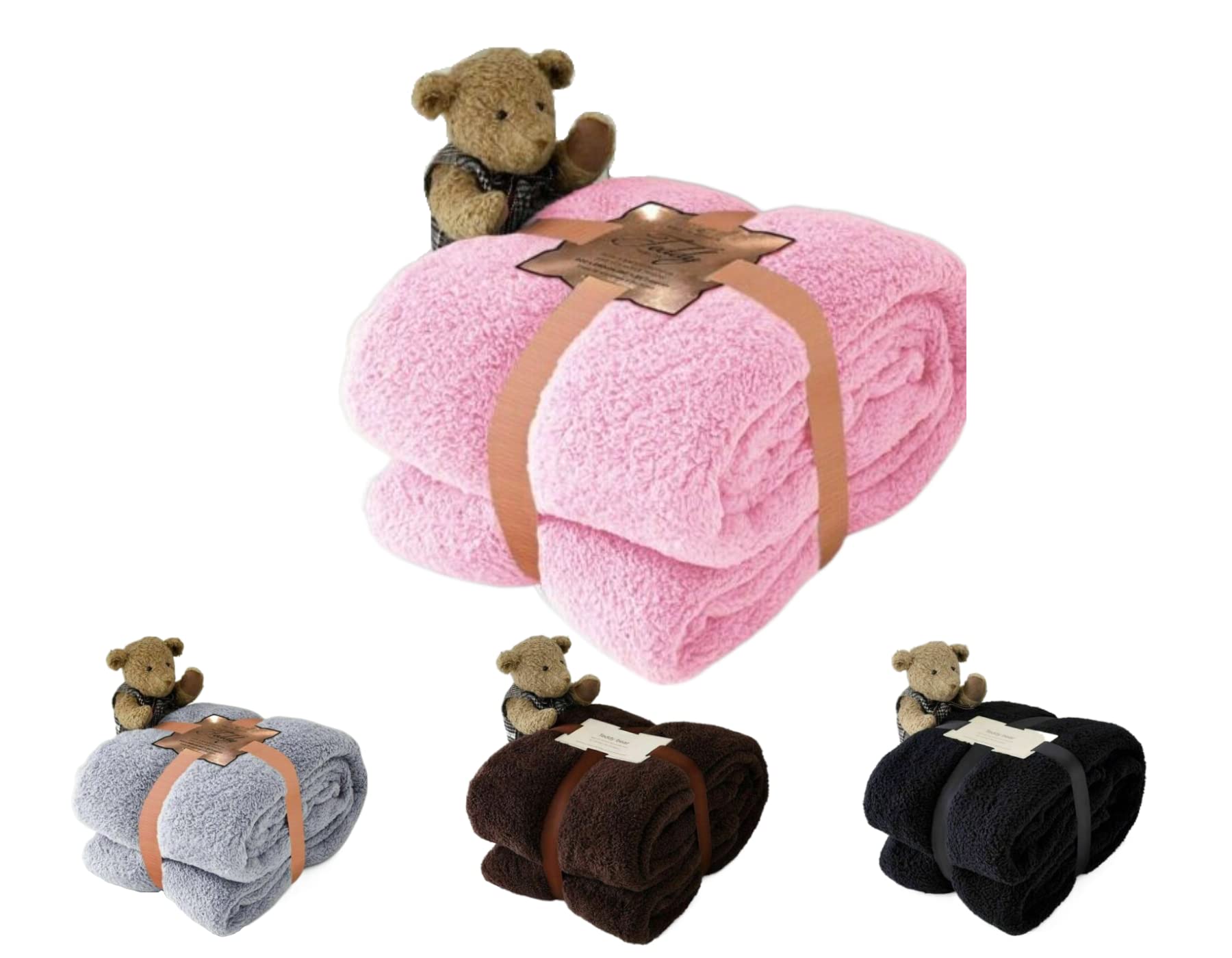 Teddy Bear Fleece Blanket Fluffy Throw -Super Soft Warm Comfy Cuddly Throws - Luxury Cosy Thermal Faux Fur - Light Weight Perfect for Snuggling and Watching TV (Pink, KING – 200 X 240 CM)