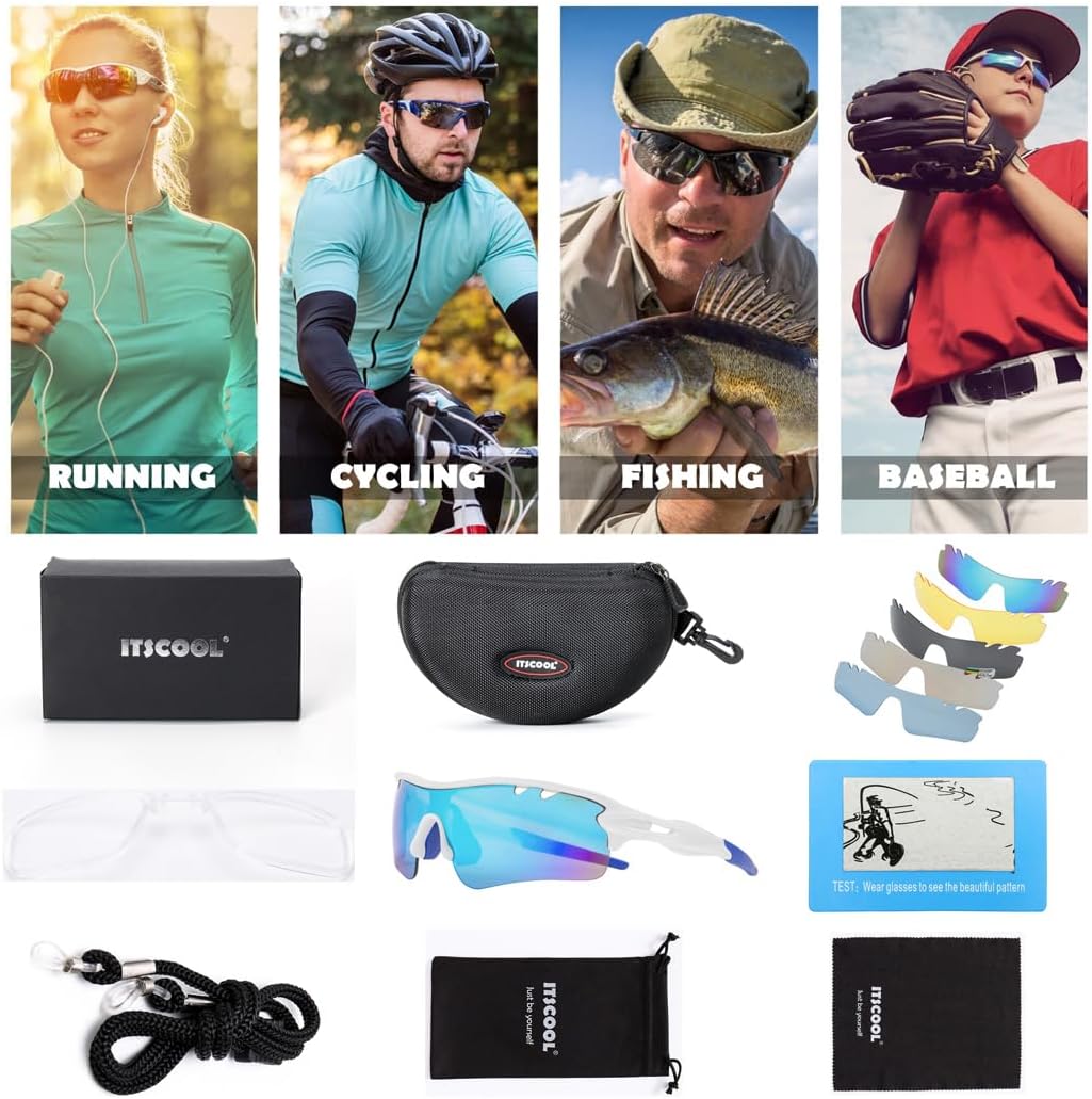ITSCOOL Polarized Sports Sunglasses with 5 Interchangeable Lenses for Men Women Softball Baseball Running Cycling Glasses - Image 6
