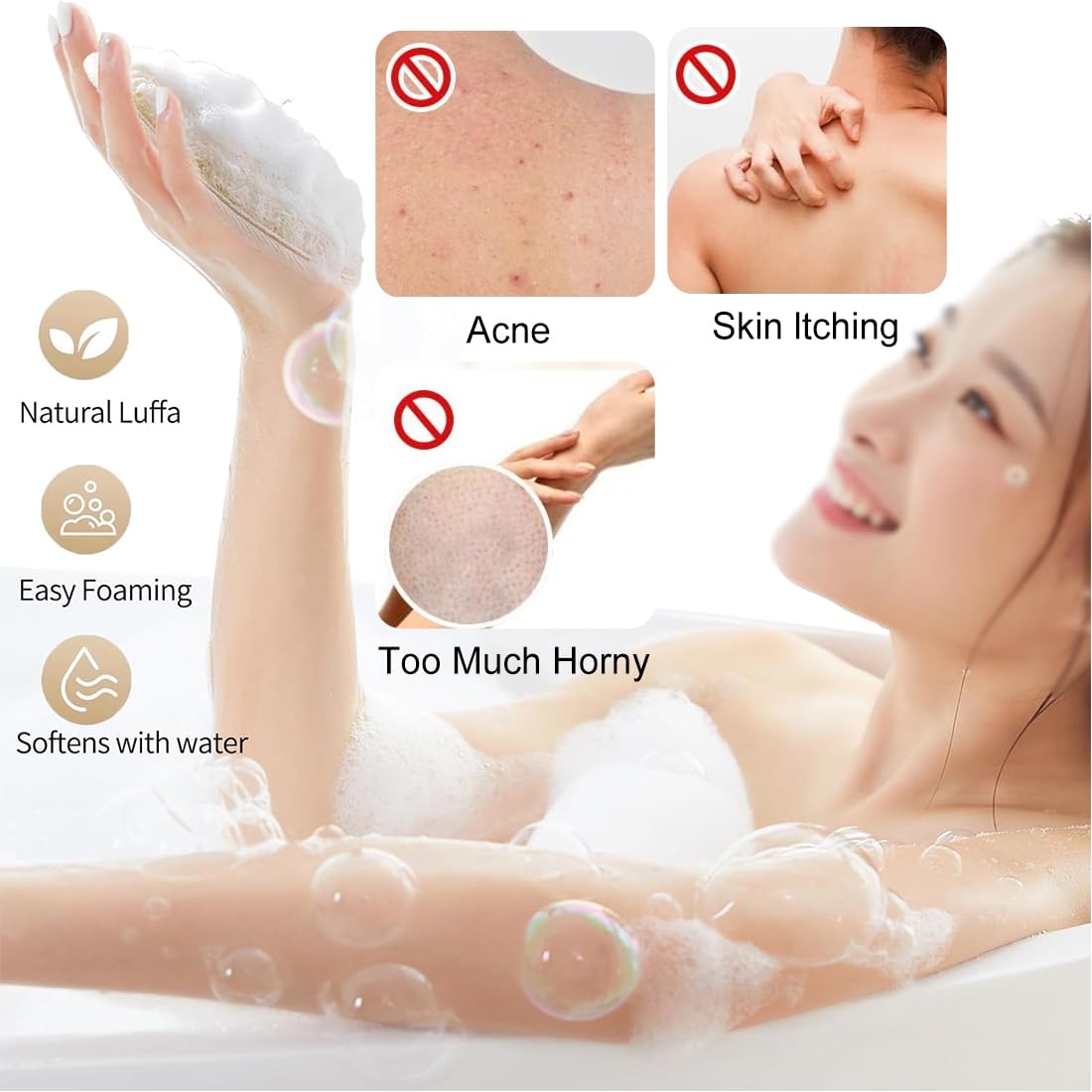 2 Pièces Épurateur Exfoliant pour Le Corps en Éponge de Luffa Naturel, Loofah Naturel, Éponge Luffa Organique, Eponge De Bain Naturelle, Loofah pour Femmes et Hommes
