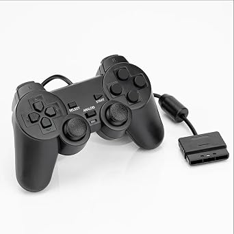 Hovlian 2 Pack PS2 Wired Controller,Double Shock Gamepad Compatible with PS2 Controller Black