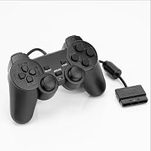 Hovlian 2 Pack PS2 Wired Controller,Double Shock Gamepad Compatible with PS2 Controller Black