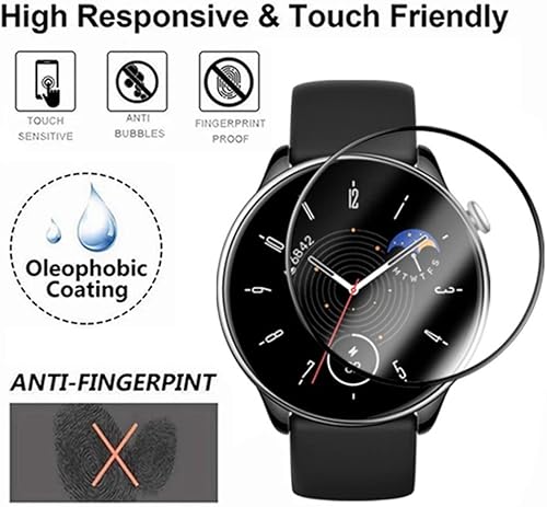Miniatura 4 de YiiLoxo Protector de pantalla de borde curvado 3D de 3 piezas compatible con Amazfit GTR Mini Smart Watch Película protectora de TPU transparente HD