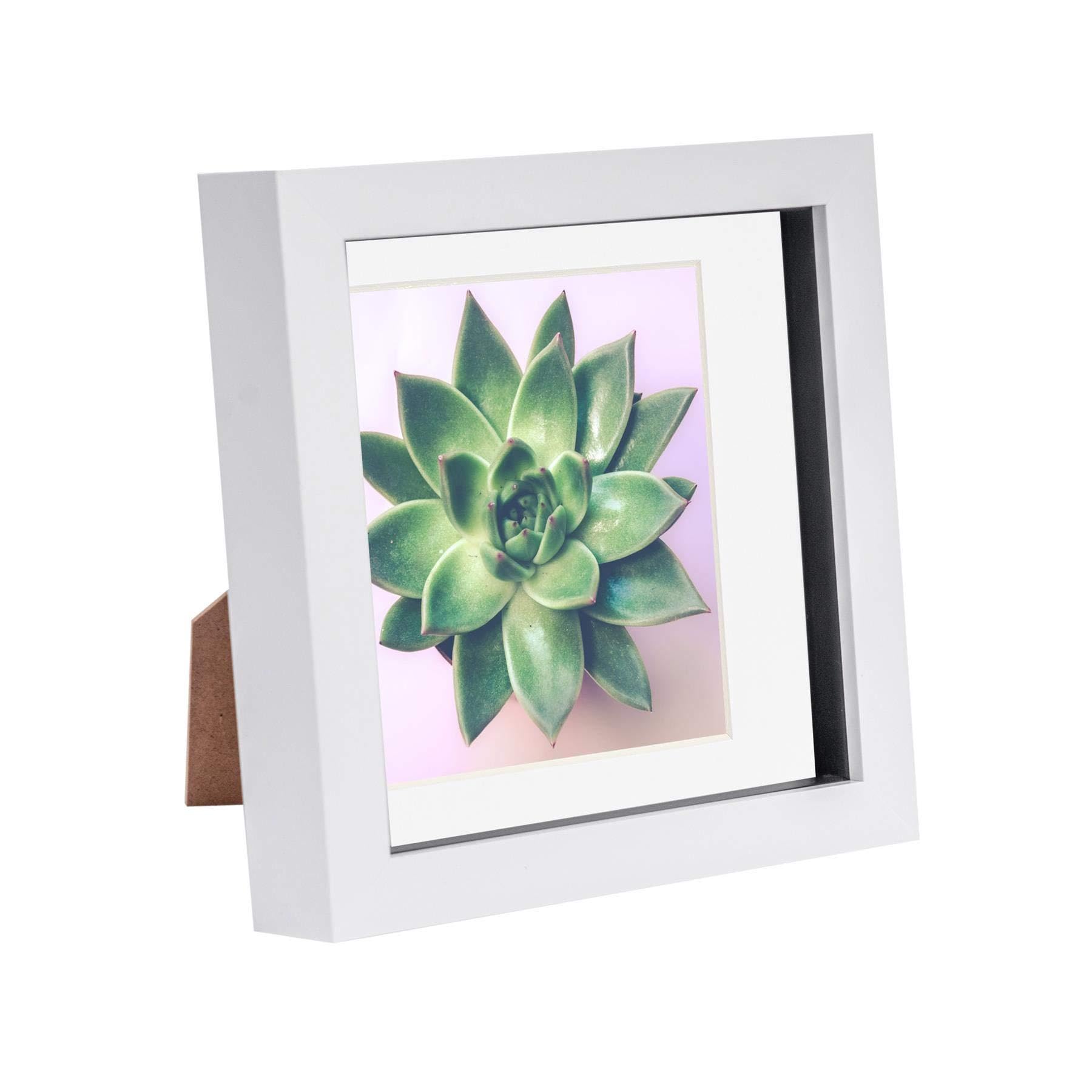 Nicola Spring White 6 X 6 3D Shadow Box Photo Frame - Craft Display Picture Frame With 4 X 4 Mount - Glass Aperture
