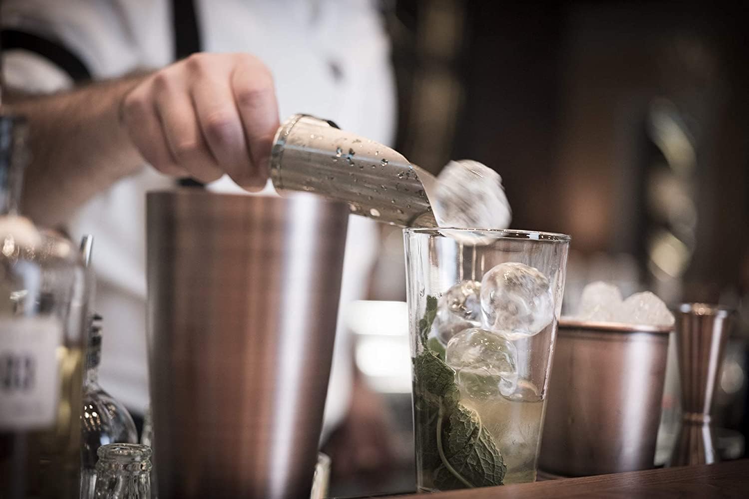 Buddy's Bar - Shaker Boston Tin in Tin, 700 ml + 400 ml, adatto per alimenti e lavastoviglie, elegante bicchiere in acciaio inox opaco con confezione regalo