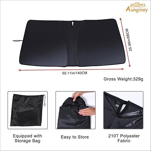 Vista 41 de Aunginsy Parasol para parabrisas delantero de automóvil compatible con Toyota Tacoma 2006-2025, parasol plegable y reflectante para protección Plata
