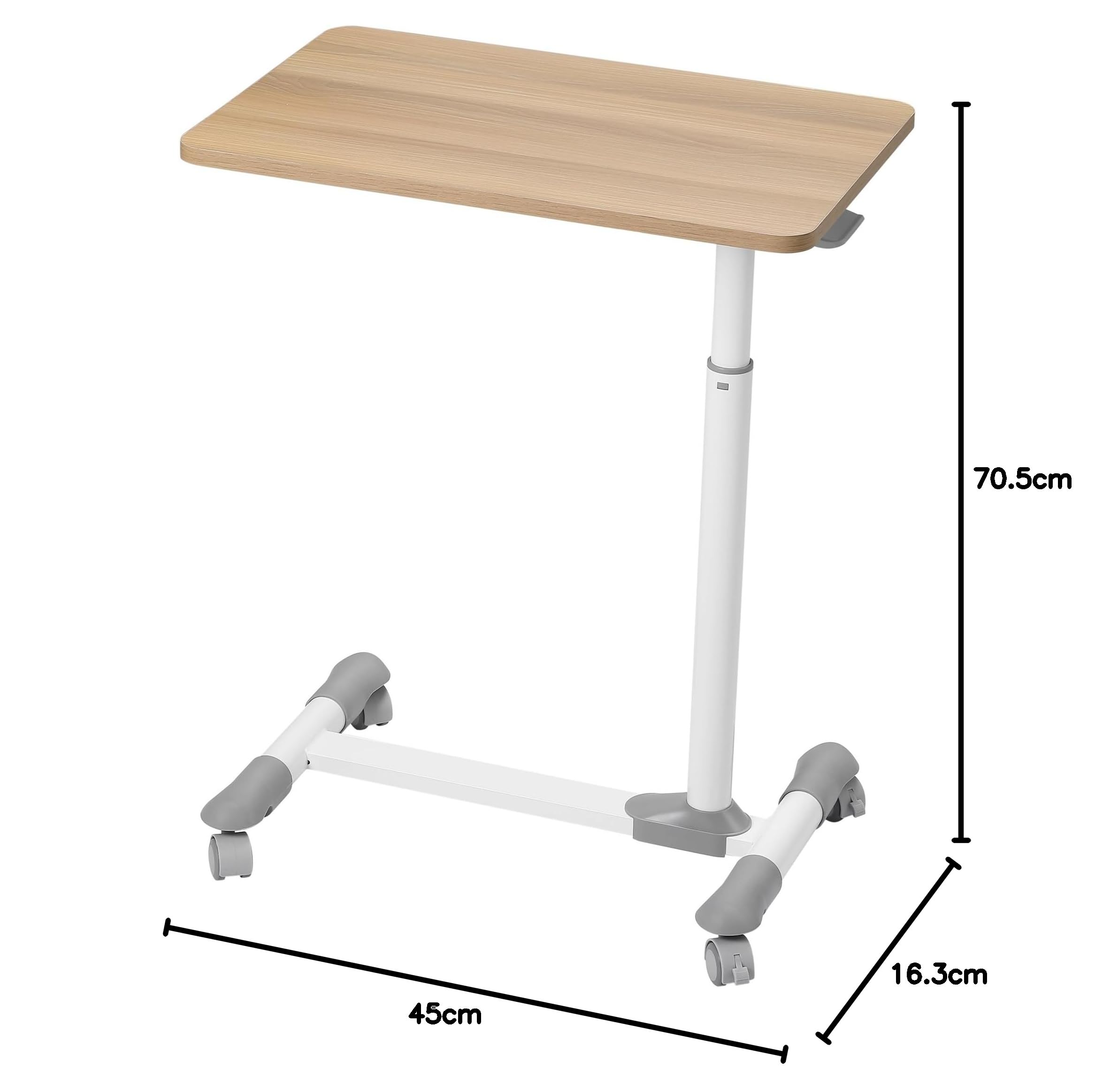 ETHU Mesa Sobrecama con Ruedas Bloqueables, Móvil y Ergonómica, Altura Ajustable para Uso en Hospitales, Oficina y Hogar (Acabado Mármol)