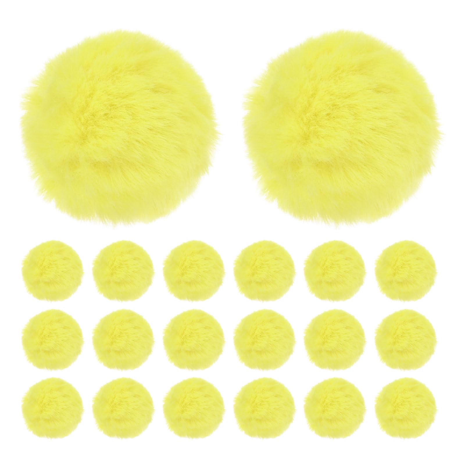 M METERXITY 20-Pack Faux Fur Pom Poms, 2 Inch/ 5 cm Soft Fluffy Pompoms Balls Faux Rabbit Fur with Elastic Loop for Hats/Bags/Keychains/Knitting Accessories/DIY Crafts [Yellow]