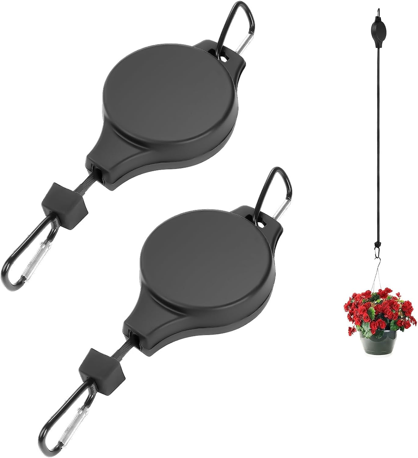 Hanging Basket Pulley, Heavy Duty Retractable Plant Pulley Hook 2 PCS