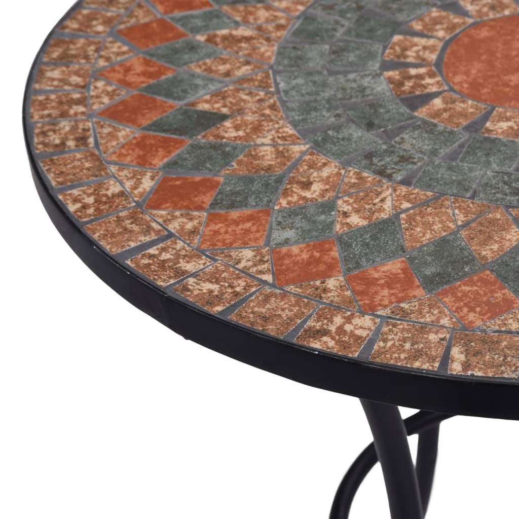 vidaXL Mesa Mosaico Cafetería Cerámica Mobiliario Estable Fuerte Robusta Duradera Resistente Funcional Práctica Útil Naranja/Gris Diámetro 60cm