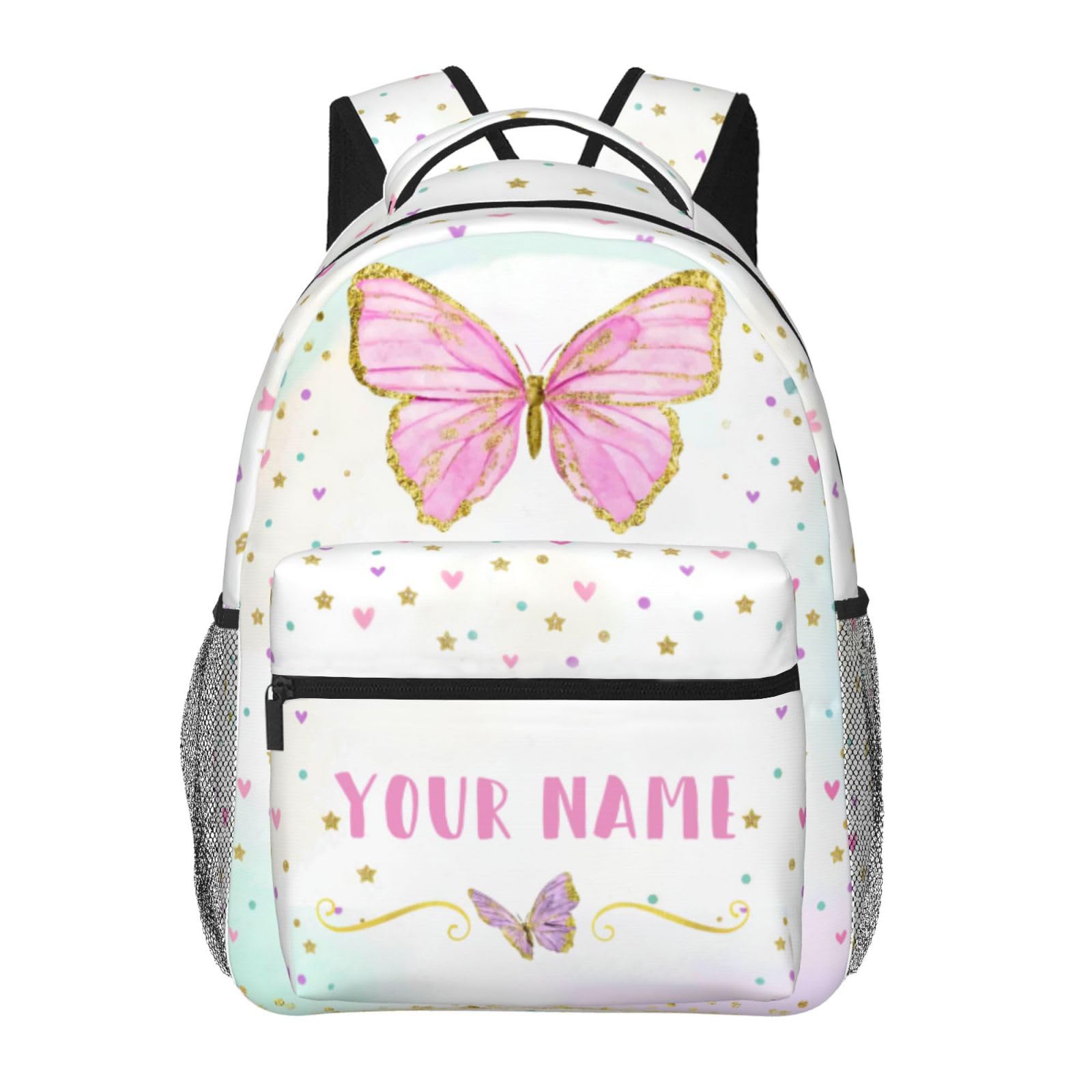 UJDUYSD Personalized Backpack for Girls Boys, Custom Backpacks with Name for Kids, Customized Butterfly School Bookbag for Back to School Travel