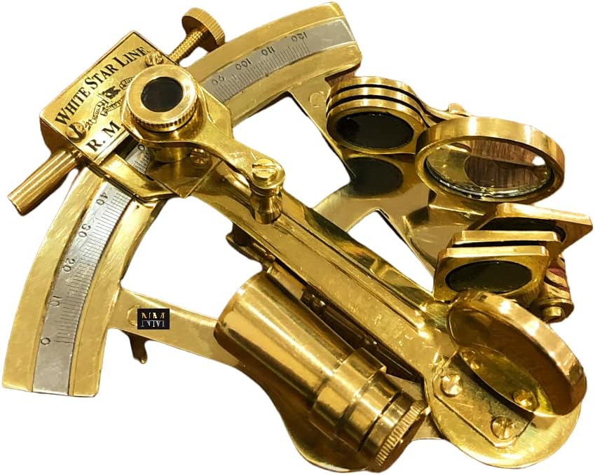 Solid Vintage Style Brass Sextant Nautical Maritime Astrolabe Marine Navigation Instruments (Brass, Without Box)