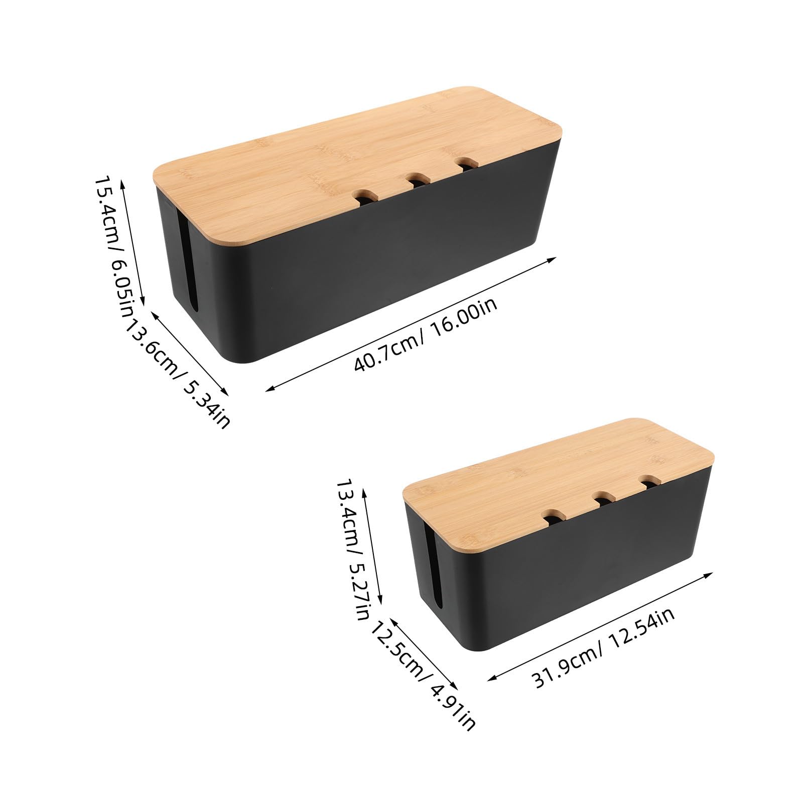 Caja de Gestión de Cables con Orificios, Plástico y Madera, Escritorio