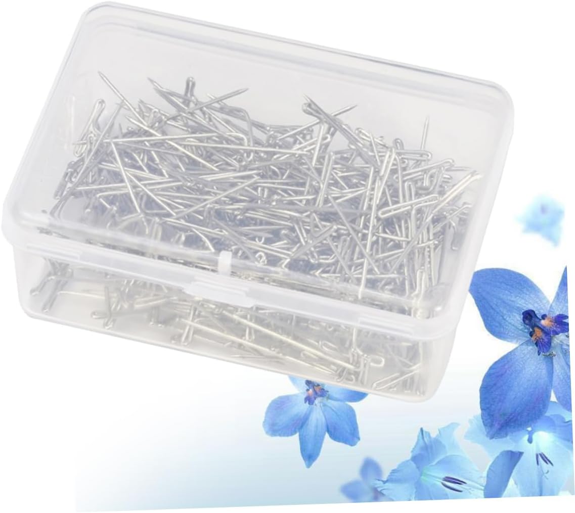 200pcs Stainless Steel T-Pins Set for Wig Making 32mm Adjustable Wig Model Pins with Plastic Storage Box for Hair Weaving and Sewing Projects