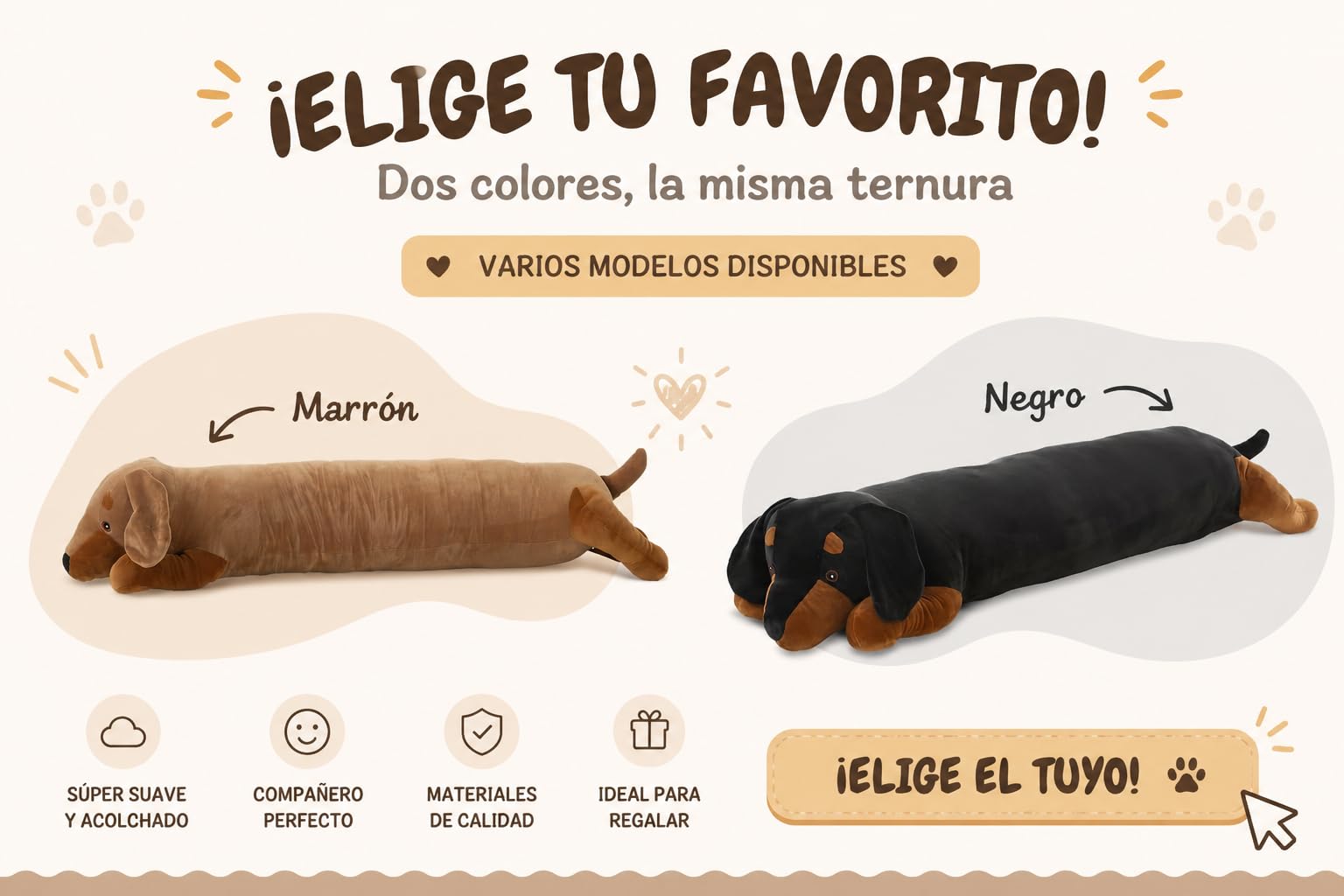 Creaciones Llopis - Oso de Peluche Gigante 100 cm Altura – Peluche XXL Súper Suave – Diferentes Modelos. (Perro Negro)