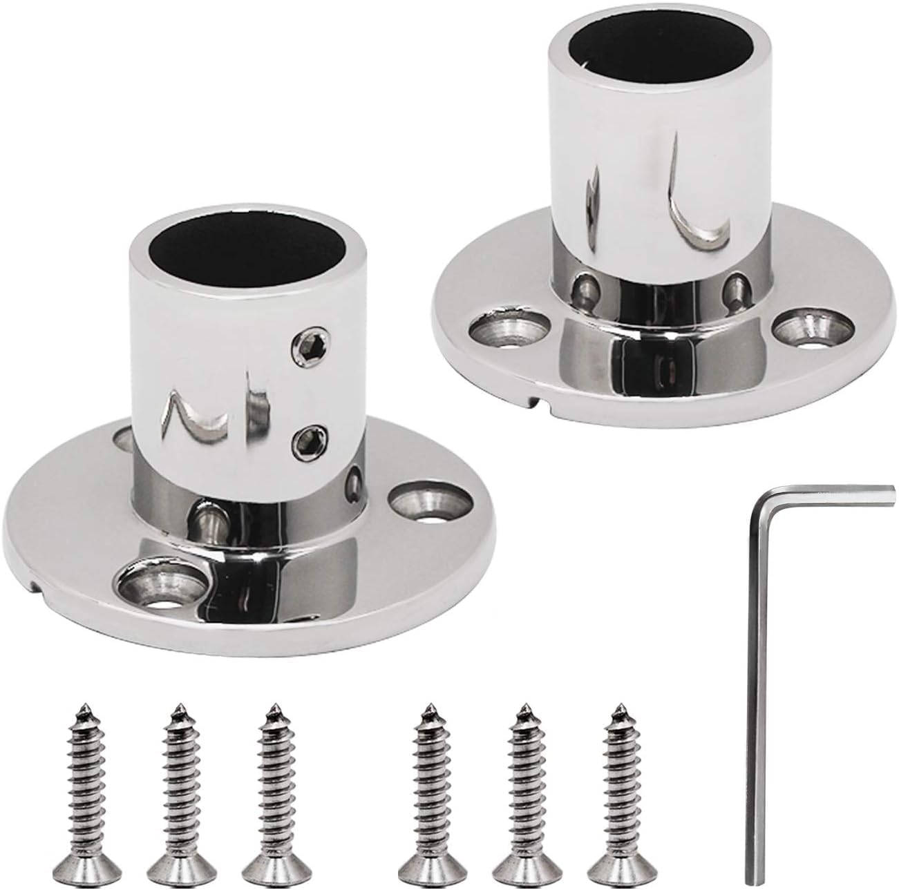 SHENGHUISS Boat Hand Rail Fitting Heavy Duty 316SS Marine Round Base with L Shape Hex Key and Screws