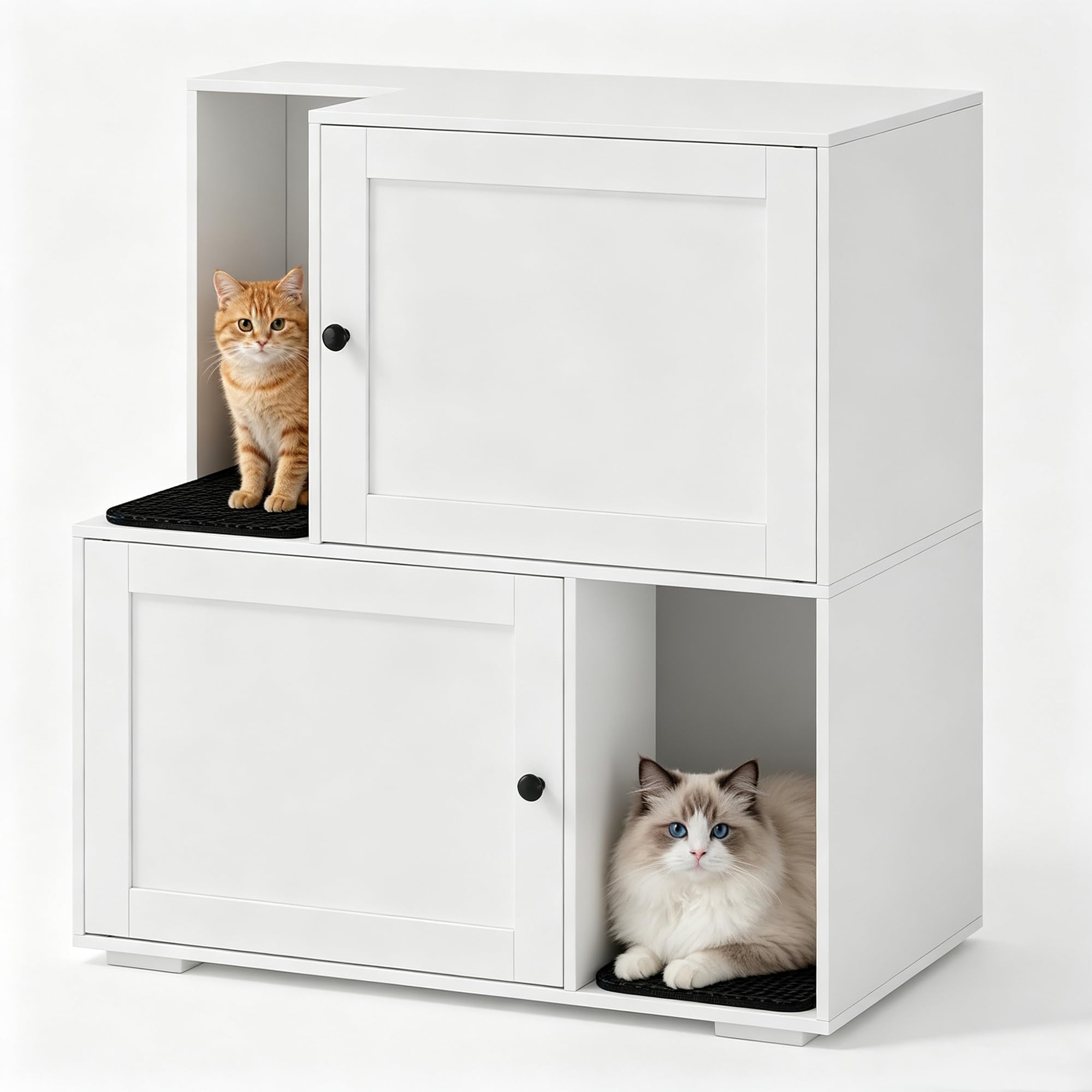 Katzenklo Schrank, doppelstöckig, mit 2 Katzenstreumatten