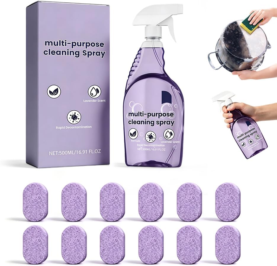 Eadwe Spray Oven Cleaner, 2026 New All-Purpose Spray Cleaner with Concentrated Cleaning Tablets, Multi-Surface Cleaning Spray for Oven, Grill, Kitchen, Bathroom and Home (1 Bottle+12 Pcs)