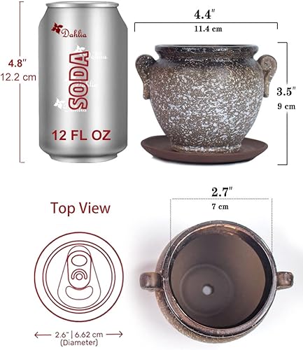 Miniatura 3 de Dahlia Macetero vintage de cerámica para suculentas, maceta, maceta para bonsái, B